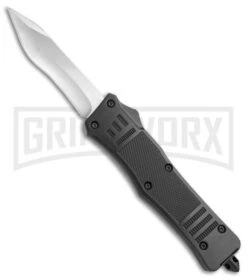 Atomic Defender Large OTF Automatic Knife Black - Satin Recurve Tanto