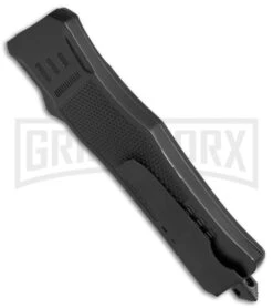 Atomic Defender Large OTF Automatic Knife Black - Satin Recurve Tanto -Best Knife Shop Atomic Defender OTF Recurve Tanto Black Satin 6PA21 55B BP 19783 jr side large