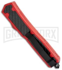 Atomic Slim Dagger Red D/A OTF Sim Carbon Fiber - Dagger Plain -Best Knife Shop Atomic Defender Red DA OTF Sim CF Dagger Plain GX 34179 jr side large