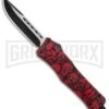 Atomic Defender Large OTF Automatic Knife Red Skull - Two Tone Drop Point -Best Knife Shop Atomic Defender Red Skull DP OTF Auto TT GX 35867 jr large