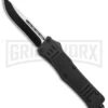Atomic Defender Large OTF Automatic Knife Black - Two Tone Drop Point -Best Knife Shop Atomic Defender drop point black two tone plain BP 19354 er large