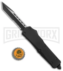 Atomic Lance Tanto Black OTF Automatic Knife - Two Tone Serr -Best Knife Shop Atomic Lance Tanto Black OTF Auto TT Serr GX 19199 jr bottlecap large