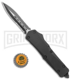 Atomic Lance Black OTF Automatic Knife - Two Tone Double Serr 11 Atomic Lance Black OTF Automatic Knife - Two Tone Double Serr -Best Knife Shop Atomic Large Shield Dagger Black OTF Auto TT Double Serr GX 38227 jr bottlecap large