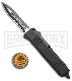 Atomic Mini Shield Dagger Black OTF Automatic Knife - Serr -Best Knife Shop Atomic Mini Shield Dagger Black OTF Auto Serr GX 19604 jr bottlecap large