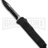 Atomic Shield Large Drop Point Black OTF Automatic Knife - Two Tone Serrated -Best Knife Shop Atomic Shield Large DP Black OTF TT Serr GX 34162 jr large