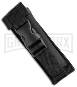 Atomic Shield Large Drop Point Black OTF Automatic Knife - Two Tone Serrated -Best Knife Shop Atomic Shield Large DP Black OTF TT Serr GX 34162 jr sheath large