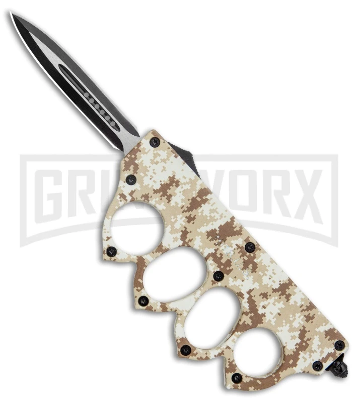 Atomic Tan Digital Camo OTF Automatic Knuckle Knife - Dagger Two-Tone 3 Atomic Tan Digital Camo OTF Automatic Knuckle Knife - Dagger Two-Tone