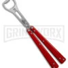 BB Barfly Pro V3 Red Bottle Opener Butterfly Trainer - Satin Plain -Best Knife Shop BB Barfly Pro V3 Red Bottle Opener Butterlfy Trainer BHQ 87773 td large