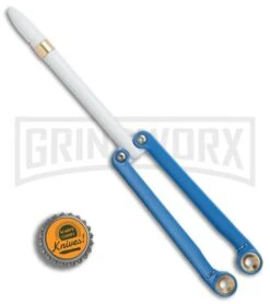 BaliYo By Spyderco Butterfly Pen Flipper Blue/White -Best Knife Shop BaliYo by Spyderco Butterfly Pen Fisher Space Pen blue white USA Made BHQ 82799 er bottlecap large