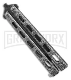 Bear And Son Knives 114 Large Balisong Butterfly Knife - Damascus Tanto -Best Knife Shop Bear Butterfly Knife Large Tanto Damascus Blade 4in Plain BHQ 0887 hd side large