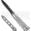 Bear OPS Bear Song IV Silver Balisong Butterfly Knife W/Trainer - Black Plain -Best Knife Shop Bear Ops Bear Song IV Aluminum trainer black BHQ 74868 er large