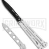 Bear OPS Bear Song IV Arctic White Balisong Butterfly Knife W/Trainer - Black 1 Bear OPS Bear Song IV Arctic White Balisong Butterfly Knife W/Trainer - Black -Best Knife Shop Bear Ops Bear Song IV Butterfly Arctic White Trainer Satin B 400 ALW B BHQ 79336 jr both large