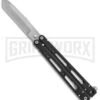 Bear OPS Bear-Song IV Black Tanto Butterfly Knife - Bead Blast Plain -Best Knife Shop Bear Ops Bear Song IV tanto black bb BHQ 39364 er large