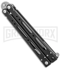 Bear OPS Bear-Song IV Black Tanto Butterfly Knife - Bead Blast Plain -Best Knife Shop Bear Ops Bear Song IV tanto black bb BHQ 39364 er side large