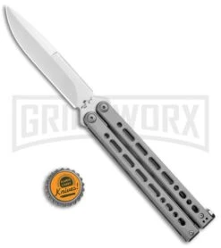 Bear Ops Bear Song VIII Gray Butterfly Knife - Bayonet Satin Plain -Best Knife Shop Bear Ops Bear Song VIII Butterfly Bayo Satin B 820 SS S BHQ 102071 jr bottlecap large
