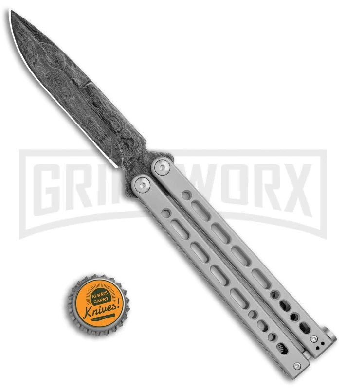 Bear Ops Bear Song VIII Gray Butterfly Knife - Bayonet Damascus Plain 6 Bear Ops Bear Song VIII Gray Butterfly Knife - Bayonet Damascus Plain - Image 4