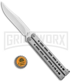 Bear Ops Bear Song VIII Gray Butterfly Knife - Clip Point Satin Plain 9 Bear Ops Bear Song VIII Gray Butterfly Knife - Clip Point Satin Plain -Best Knife Shop Bear Ops Bear Song VIII Butterfly DP Satin B 800 SS S BHQ 102069 jr bottlecap large