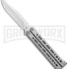 Bear Ops Bear Song VIII Gray Butterfly Knife - Clip Point Satin Plain -Best Knife Shop Bear Ops Bear Song VIII Butterfly DP Satin B 800 SS S BHQ 102069 jr large