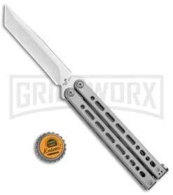 Bear Ops Bear Song VIII Gray Butterfly Knife - Tanto Satin Plain -Best Knife Shop Bear Ops Bear Song VIII Butterfly Tanto Satin B 810 SS S BHQ 102070 jr bottlecap large