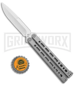 Bear Ops Bear Song VIII Small Gray Butterfly Knife - Bayonet Satin Plain -Best Knife Shop Bear Ops Bear Song VIII Small Butterfly Gray Satin Bayo BHQ 145125 jr bottlecap large