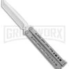 Bear Ops Bear Song VIII Small Gray Butterfly Knife - Tanto Satin Plain