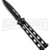 Bear & Son 115B Black Butterfly Knife - Black Plain -Best Knife Shop Bear Son 115B Large Butterfly Knife Black 4in Black BHQ 50072 td1 large