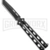 Bear & Son 115B Tanto Black Butterfly Knife - Black Plain -Best Knife Shop Bear Son 115TANB Tanto Butterfly Knife Black 4in Black BHQ 50073 td large