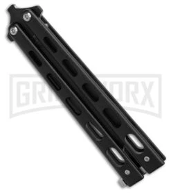 Bear & Son 115B Tanto Black Butterfly Knife - Black Plain -Best Knife Shop Bear Son 115TANB Tanto Butterfly Knife Black 4in Black BHQ 50073 td side large