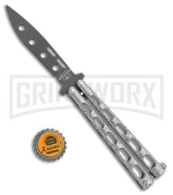 Bear & Son 115TR Large Silver Vein Butterfly Knife Trainer - Black -Best Knife Shop Bear Son 115TR Large Butterfly Trainer Silver Vein Black BHQ 107300 jr bottlecap large