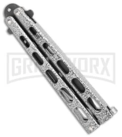 Bear & Son 115TR Large Silver Vein Butterfly Knife Trainer - Black -Best Knife Shop Bear Son 115TR Large Butterfly Trainer Silver Vein Black BHQ 107300 jr side large