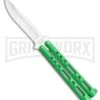 Bear & Son Knives Green Large 117 Balisong Butterfly Knife - Satin Plain -Best Knife Shop Bear Son Butterfly Green 117GR BHQ 114199 LS large