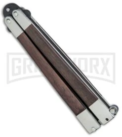 Bear & Son Black Walnut Butterfly Knife - Black Plain -Best Knife Shop Bear Son Butterfly Knife Black Walnut Black BW17T BHQ 77785 jr side large