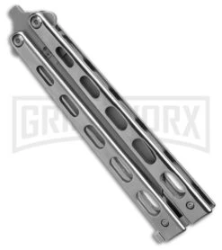 Bear & Son Knives SS14 Stainless Steel Butterfly Knife - Clip Point Bead Blast -Best Knife Shop Bear Son Knives SS14 Stainless Steel Butterfly Knife CP BB BHQ 87939 td side large