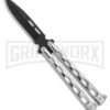 Bear & Son Knives 15 Stainless Steel Butterfly Knife - Spear Point Black Plain -Best Knife Shop Bear Son Spear Point Butterfly Knife Stainless Steel 4in Black BHQ 88284 td large