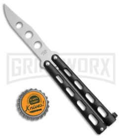 Bear And Son Knives 113BTR Small Black Trainer Butterfly Knife - Satin Plain -Best Knife Shop Bear and Son 113BTR Small Butterfly Trainer Black Satin BHQ 11912 jr bottlecap large