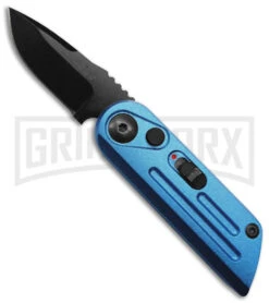 Bear Ops Bold Action XIV Blue Stainless Steel Automatic Knife - Black Plain