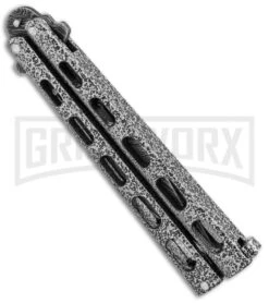 Bear & Son 115DSV Silver Vein Butterfly Knife - Damascus Plain -Best Knife Shop Bear and Son Butterfly Black Damascus 115DSV BHQ 83522 jr side large