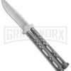 Bear & Son Knives Gray 117 Balisong Butterfly Knife - Stone Wash Plain -Best Knife Shop Bear and Son Butterfly Gray SW BHQ 139093 jr large