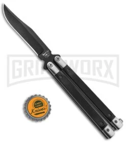 Bear & Son Black G-10 Balisong Butterfly Knife - Black Plain -Best Knife Shop Bear and Son Butterfly Knife Black G 10 Black G17B BHQ 92673 jr bottlecap large