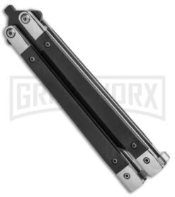 Bear & Son Black G-10 Balisong Butterfly Knife - Black Plain -Best Knife Shop Bear and Son Butterfly Knife Black G 10 Black G17B BHQ 92673 jr side large