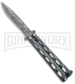 Bear & Son 115GXD Galaxy Butterfly Knife - Damascus Plain