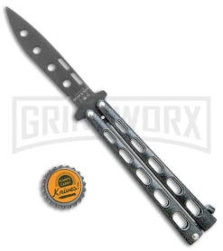 Bear & Son 115 Galaxy Butterfly Knife - Black Dull -Best Knife Shop Bear and Son Butterfly Trainer Black Sparkle Black BHQ 141053 jr bottlecap large