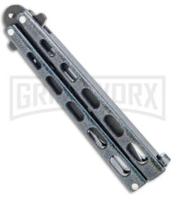 Bear & Son 115 Galaxy Butterfly Knife - Black Dull -Best Knife Shop Bear and Son Butterfly Trainer Black Sparkle Black BHQ 141053 jr side large