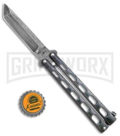 Bear & Son 114 Galaxy Butterfly Knife - Damascus Tanto Plain -Best Knife Shop Bear and Son Large Butterfly Tanto Galaxy Damascus BHQ 141496 jr bottlecap large