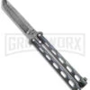 Bear & Son 114 Galaxy Butterfly Knife - Damascus Tanto Plain -Best Knife Shop Bear and Son Large Butterfly Tanto Galaxy Damascus BHQ 141496 jr large