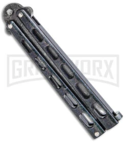 Bear & Son 114 Galaxy Butterfly Knife - Damascus Tanto Plain -Best Knife Shop Bear and Son Large Butterfly Tanto Galaxy Damascus BHQ 141496 jr side large