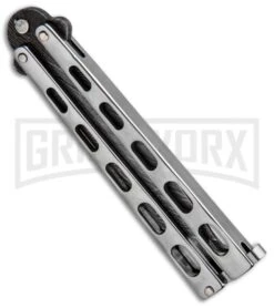 Bear And Son Knives SS14 Large Balisong Butterfly Knife - Tanto Damascus -Best Knife Shop Bear and Son Tanto Butterfly SS Damascus SS14AD BHQ 88455 jr side large