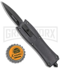 Belly Button Sim Carbon Fiber OTF Automatic Knife - Black Plain -Best Knife Shop Belly Button Sim CF OTF Auto Black GX 37495 jr bottlecap large
