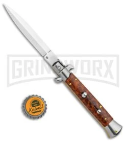 Frank B 9" Italian Stiletto Snakewood Automatic Knife - Dagger Satin -Best Knife Shop Beltrame 9in Italian Stiletto Snakewood Dagger GX 35564 jr bottlecap large
