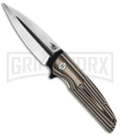 Bestech Knives Fin Orange/Tan Liner Lock Knife - Two Tone Plain